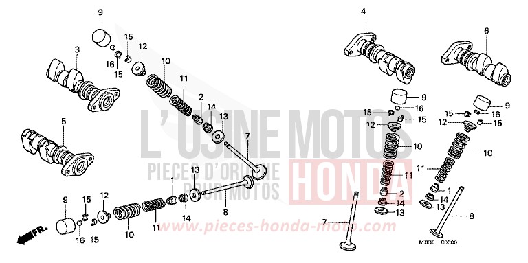 ARBRE A CAMES/SOUPAPE de VTR "FireStorm" MUTE BLACK METALLIC (NH359) de 1997